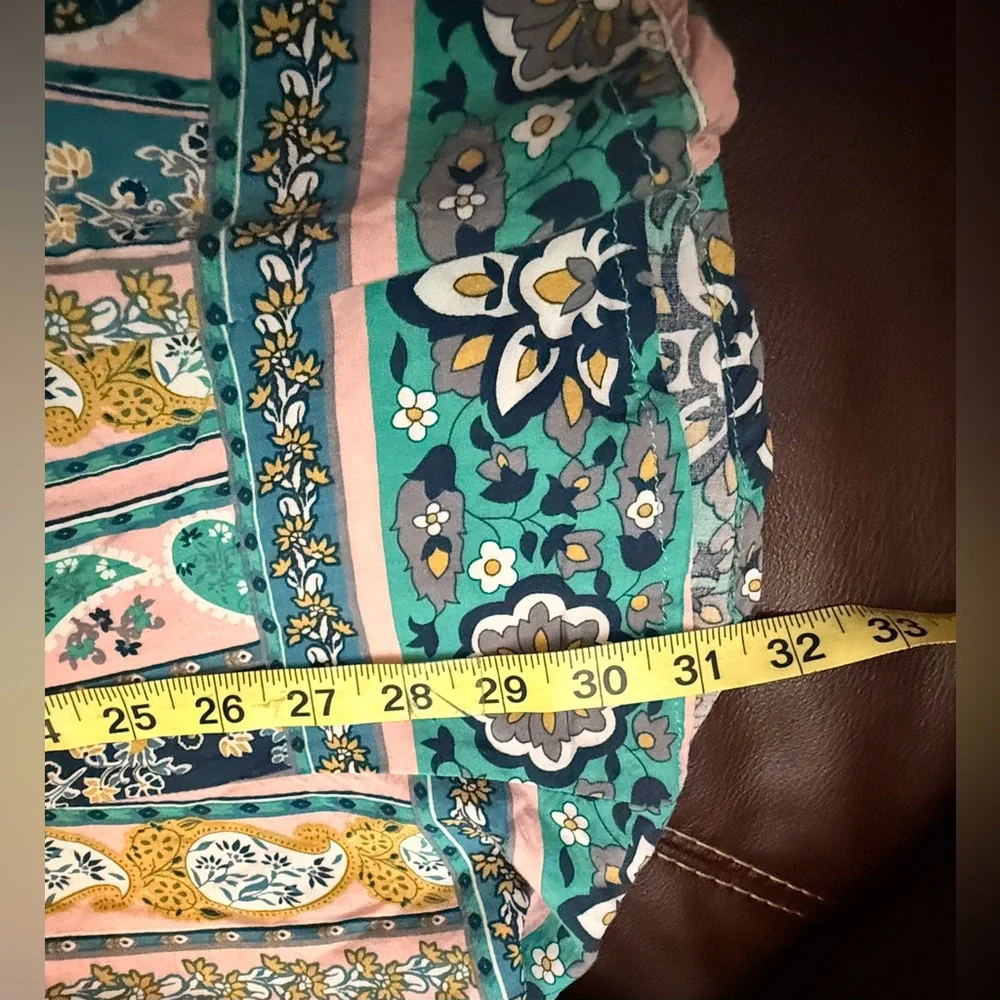 Umgee Boho Dress Size Small Bell Sleeve Paisley PocketsTassel Tie Back Beach - Picture 10 of 15